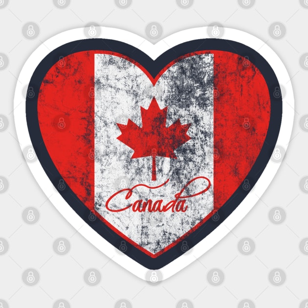 canada flag and heart vintage canada day Sticker by tee4ever